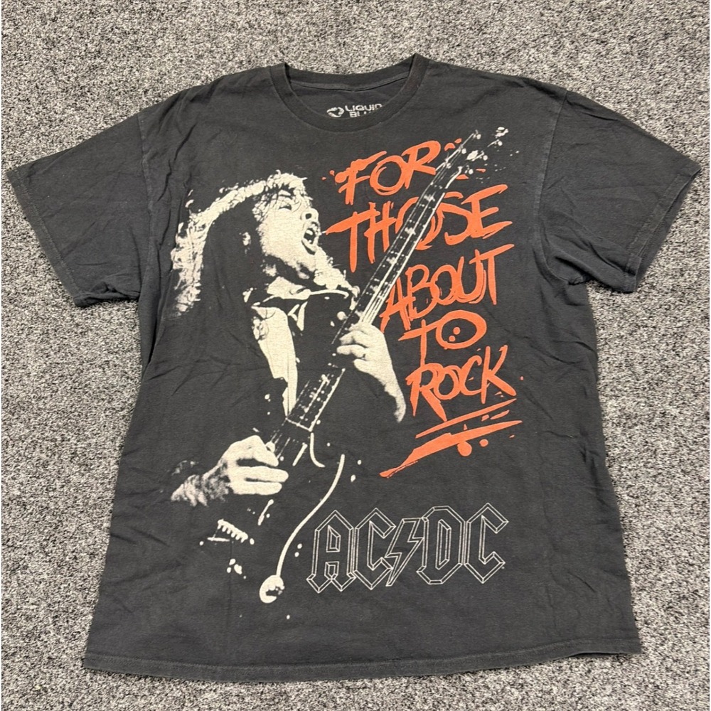 Liquid Blue AC/DC T-Shirt Mens XL Black For Those About To Rock Graphic Tee Band